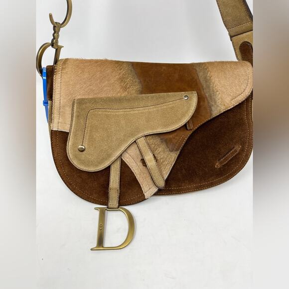 Vintage Christian Dior Pony Hair and Suede Saddle Bag Crossbody John Galliano - Picture 2 of 14